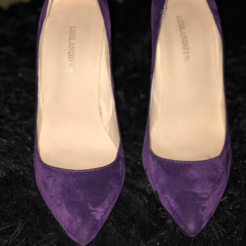 Purple suede heels